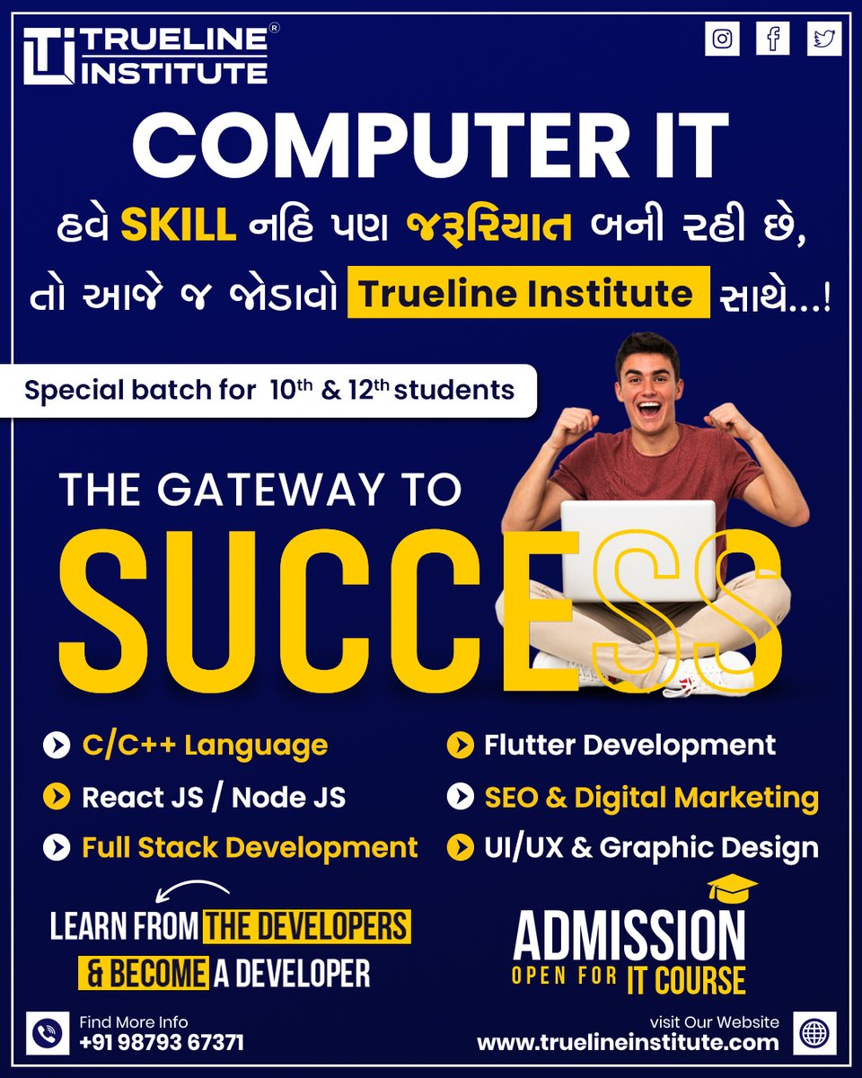 TL_Institute's tweet photo. 🚀 COMPUTER IT – The Future is Here! 💻✨
🔹 In today's world, SKILL is not just an option, it's a necessity!
📢 Admissions Open! Secure your spot today!
📞 +91 98793 67371
🌐 https://t.co/uNCGb6Knnh
#truelineinstitute #learntocode #itcourses #fullstackdevelopment #flutter #seo https://t.co/AE6L3rWmJ8