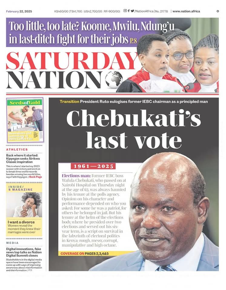 cbs_ke's tweet photo. Former IEBC Chairman Wafula Chebukati passed away at 63. His tenure was marked by controversy, hailed by some as patriotic & condemned by others as corrupt. President Ruto eulogizes him as principled. His legacy in Kenya’s electoral politics remains deeply debated. #RIPChebukati https://t.co/1xAW0fg60Q