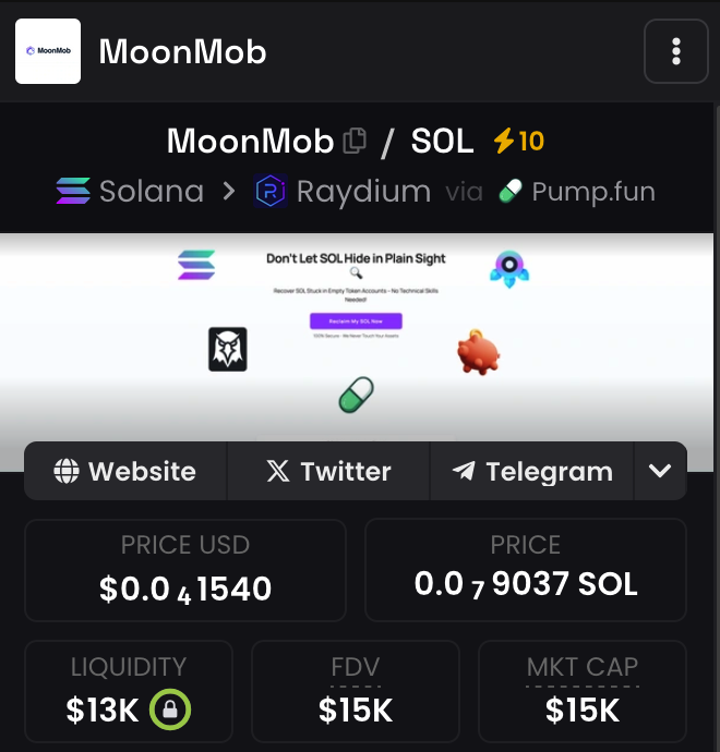 $MoonMob IS NOW BOOSTED ON DEXSCREENER

LINK: dexscreener.com/solana/7cuavel…
CA: 3rSW3k91YLSjJSUWzRxVkSbBqbK95xSbddXhjZT2pump

(P.S. Check out our recent $SOL giveaway post!)