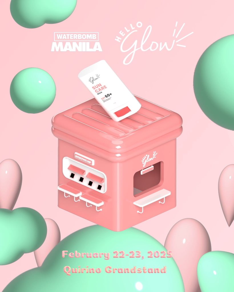 helloglowph's tweet photo. 𝐒𝐭𝐚𝐲 𝐟𝐫𝐞𝐬𝐡, 𝐞𝐯𝐞𝐧 𝐰𝐡𝐞𝐧 𝐲𝐨𝐮'𝐫𝐞 𝐬𝐨𝐚𝐤𝐞𝐝! Come see us at the Hello Glow booth, shop B1T1 on Sunscreens, Dry Shampoo, decorate your own free keychain and be festive-summer ready! ☀️💖🎶

#WATERBOMBMANILA2025 #WATERBOMBMANILA #helloglowxwaterbombmanila https://t.co/jaKFzDMcNe