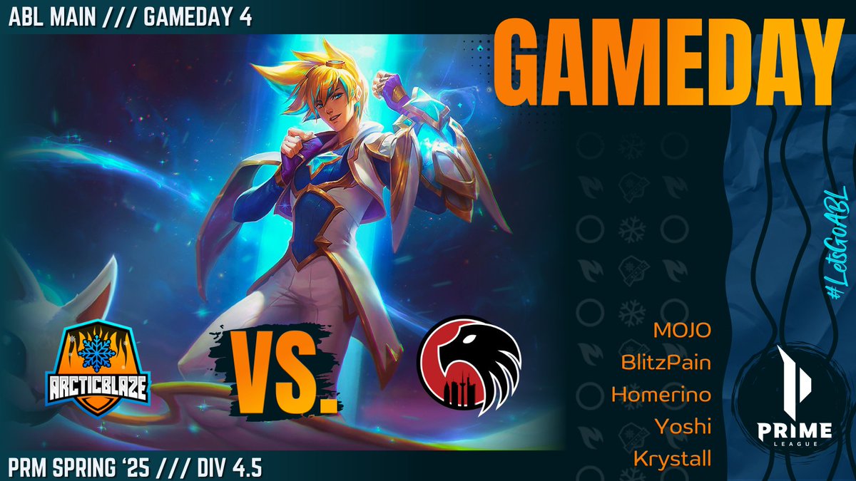 ❄️ #PrimeLeague Gameday 4️⃣

🔥 #ArcticBlaze Main 🆚 <a href="/1ECFrankfurt/">1. Esport Club Frankfurt e.V.</a> ❇️

The players haven't even gone to sleep, it's taking place so early...

🕔 Time: 13:00 CET
🎤 Cast: <a href="/SGD_Buddy/">Florian ''Buddy'' Hartwig</a> &amp; <a href="/Kunjutsu/">Saikunju</a>
📺 Twitch 👉 TeamArcticBlaze (German)

↗️ MOJO | <a href="/SLR_MOJO/">MOJO</a>
🏕️ BlitzPain | <a href="/FinnScheidl/">BlitzPain</a>