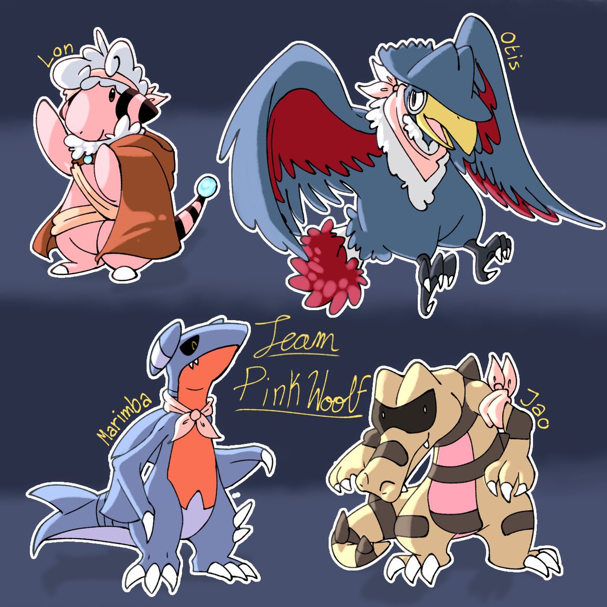 Coming to say hi and then leaving again sorry-

This is Team Pink Woolf, a rescue team who’s leader is a Flaaffy and his name is Lon

Jao, she’s the Krokorok
Otis, He’s a dad, and a Honchkrow
And Marimba, she’s the Gabite

A team made for a pmdnd campaign
