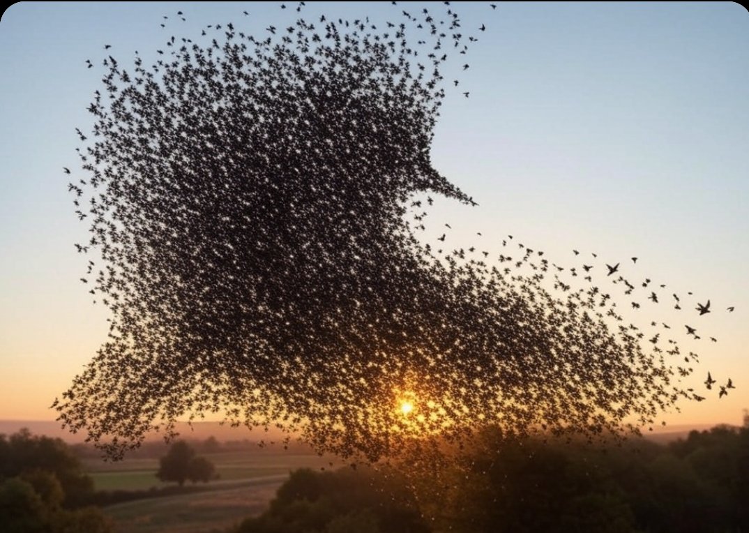 Axaxia88's tweet image. 🦜Flock of Starlings Forming a Giant Bird Shape over Lough Ennell

#Murmuration #BlackHistoryMonth #SaturdayVibes #BirdWatching #ClimateAction