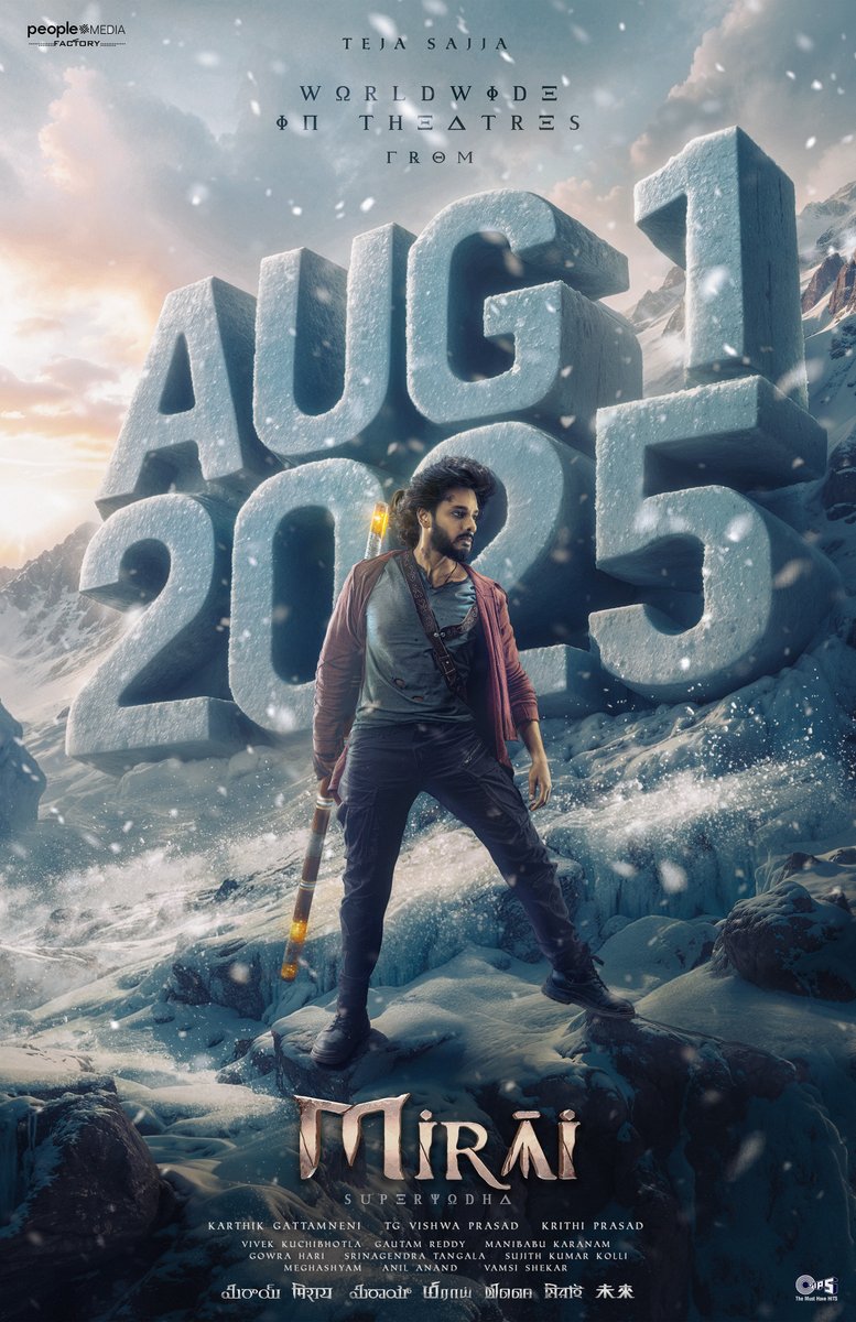 Mark the date.
#MIRAI ~ 𝐀𝐔𝐆𝐔𝐒𝐓 𝟏, 𝟐𝟎𝟐𝟓 ❤️‍🔥❤️‍🔥❤️‍🔥

The rise of #SuperYodha begins in theatres worldwide 🥷 ⚔️

Get ready to witness a breathtaking action adventure on the big screen ❤️‍🔥

#MIRAIonAUGUST1st 🔥

SuperHero <a href="/tejasajja123/">Teja Sajja</a> 
Rocking Star <a href="/HeroManoj1/">Manoj Manchu🙏🏻❤️</a> 
<a href="/RitikaNayak_/">Ritika Nayak</a>