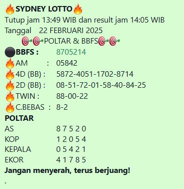 rizki_hoki58274's tweet photo. SYDNEY LOTTO  22-Februari-2025

Angka cocok hajar,kalau tidak cocok maka bisa di kolaborasikan kembali
abang abangku !!!

Untuk angka terlengkap gass join ke grup prediksi RIZKI angka geratis hub no WhatsApp https://t.co/8uwzU2kwuU.

Tersedia pasaran lain nya gass join GERATIS ! https://t.co/Ij5YIi3b7A