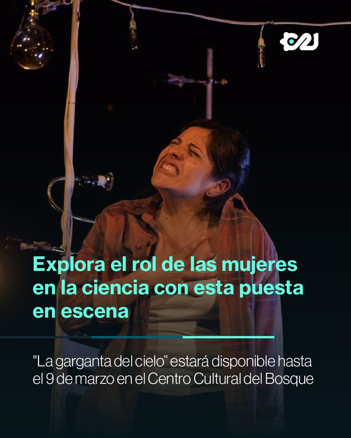 #Entérate | 🎭 Explora el rol de las mujeres en la ciencia con esta puesta en escena

“La garganta del cielo” ofrecerá temporada del 13 de febrero al 9 de marzo, en la Sala Xavier Villaurrutia del Centro Cultural del Bosque.

Lee más👇
acortar.link/I17qcQ

#C21Noticias📰