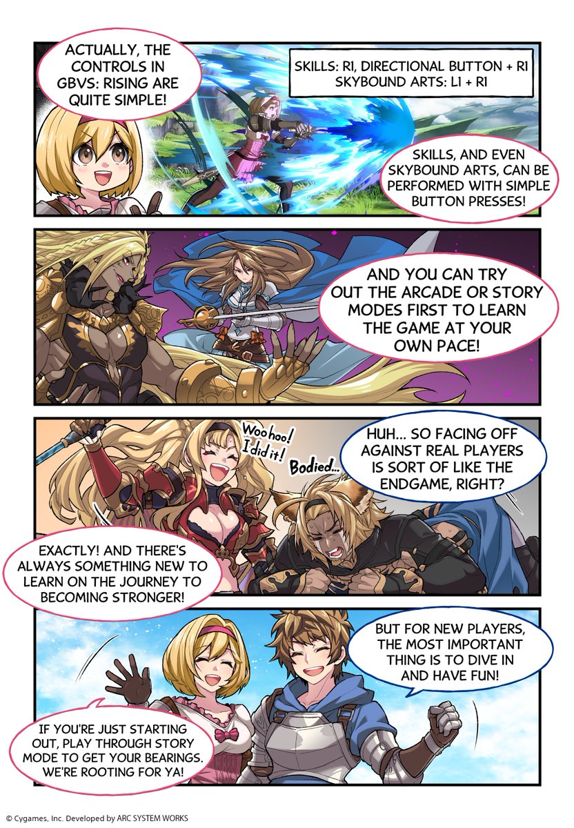📖 Rise to Glory! #1: First Time for Everything 

Get acquainted with #GBVSR's colorful cast of characters and core gameplay mechanics with a new series of bite-sized comics!

#RiseToGlory