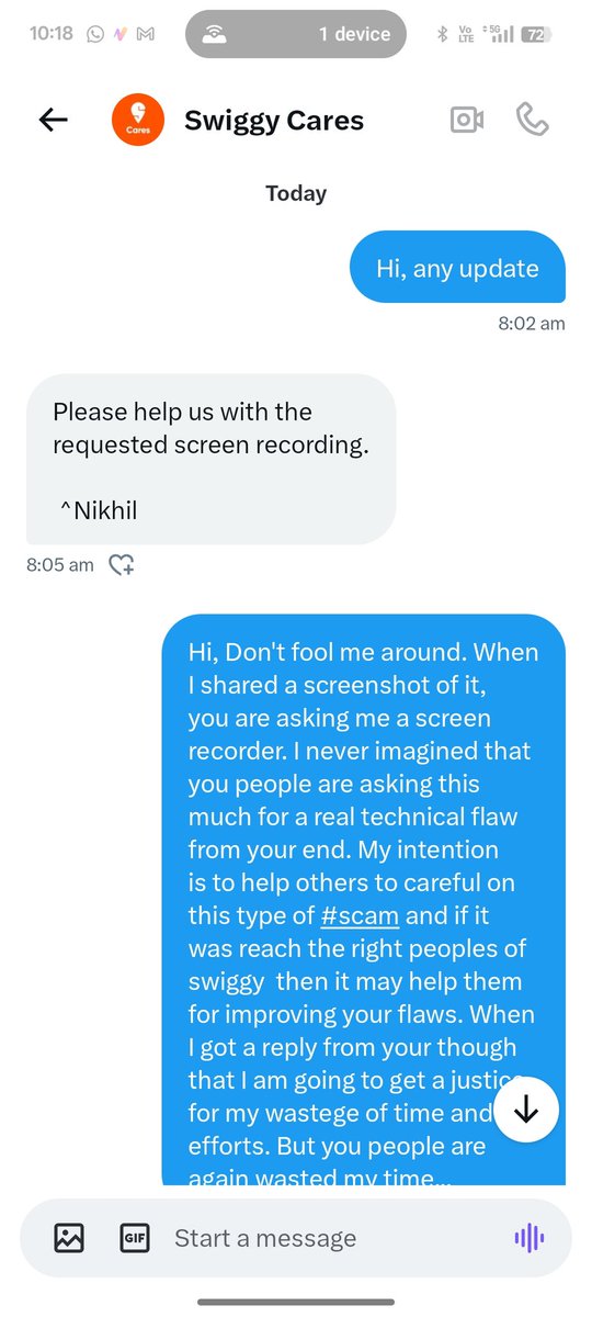 nishanth07sam's tweet photo. @Swiggy @SwiggyCares @ActorMadhavan @ashwnidhir @SwiggyTN @IamKirtiKulhari @NeilNMukesh @RASHAMIDESAI @AnandKripalu @harshamjty @SuparnaMitra @thondankani @arivomkadaicare @Consumercare @GovtOfIndiaJobs @mars_tamilnadu @bluesattaiMaran Continuation https://t.co/5YqJLKB5aT