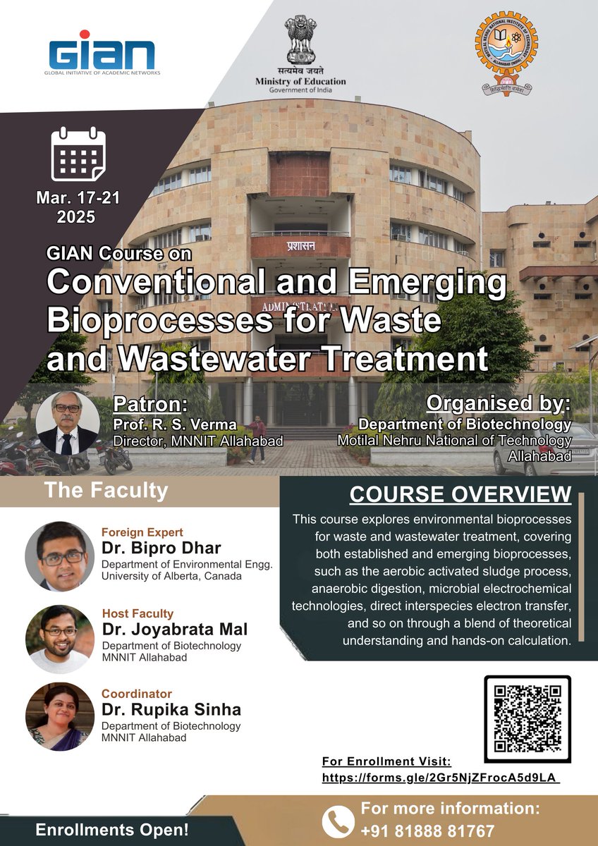 joyabrata (@da_joy) on Twitter photo GIAN course on "Conventional and Emerging Bioprocesses for Waste and Wastewater Treatment"
🗓️ 17-21 March 2025
📍 MNNIT Allahabad
👨🏫 Expert: Dr. Bipro Dhar, University of Alberta <a href="/dharbipro/">Bipro Dhar</a>
🔍 Join to expand your knowledge!
<a href="/gian_india/">Global Initiative of Academic Network - GIAN</a> #waste GIAN course on "Conventional and Emerging Bioprocesses for Waste and Wastewater Treatment"
🗓️ 17-21 March 2025
📍 MNNIT Allahabad
👨🏫 Expert: Dr. Bipro Dhar, University of Alberta <a href="/dharbipro/">Bipro Dhar</a>
🔍 Join to expand your knowledge!
<a href="/gian_india/">Global Initiative of Academic Network - GIAN</a> #waste