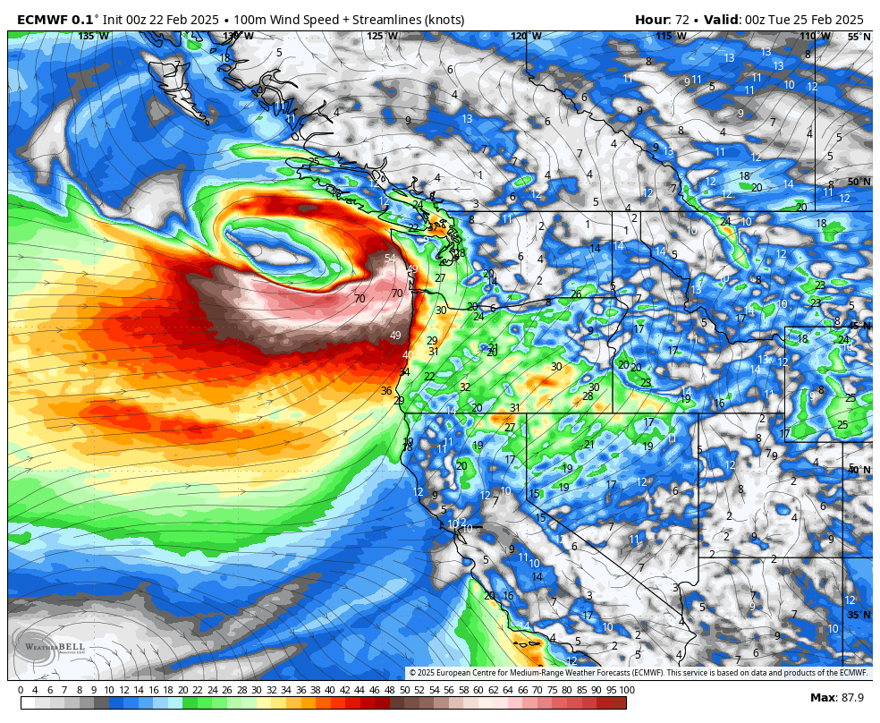 SeattleWXGuy's tweet image. 00z EURO coming in hot. If this is really happening, I'll be deploying probes and asking for local storm chaser help in placing them on Sunday to measure this beast in 30 second intervals up and down the WA/OR coastline. #wawx #orwx #Windstorm Confidence increasing,,,