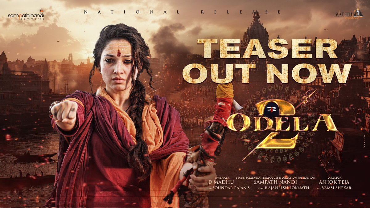When the devil returns, the divine surges forth to protect its land and its legacy 🔱❤️‍🔥

#Odela2Teaser out now!
▶️ youtu.be/Cb1XauMhTtc

#Odela2 soon in cinemas nationwide.

<a href="/tamannaahspeaks/">Tamannaah Bhatia</a> <a href="/IamSampathNandi/">Sampath Nandi</a> <a href="/ashokalle2020/">alle_ashok_teja</a> <a href="/ihebahp/">Hebah Patel</a> <a href="/ImSimhaa/">Vasishta N Simha</a> <a href="/AJANEESHB/">B AJANEESH LOKNATH</a> <a href="/soundar16/">soundar rajan</a> @Neeta_lulla