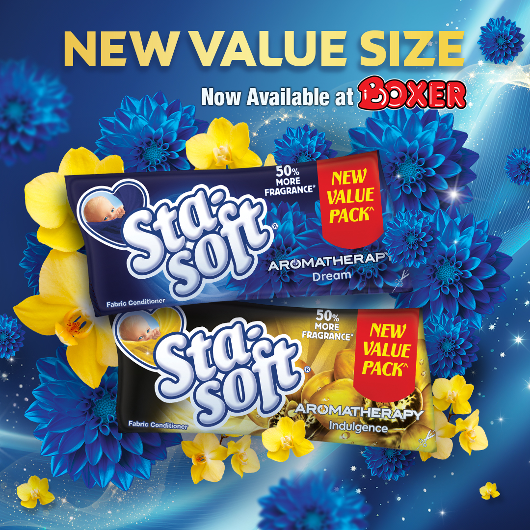 BoxerStores's tweet photo. 🏵️MAKE SURE you get your hands on the new value size of the 350ml Sta-Soft Aromatherapy range. This value pack boasts a 50% increase in fragrance, and can be found at Boxer stores across the country. Which variant of this range is your ultimate pick? #stasoft #boxerstores https://t.co/HLMo6fmxXZ
