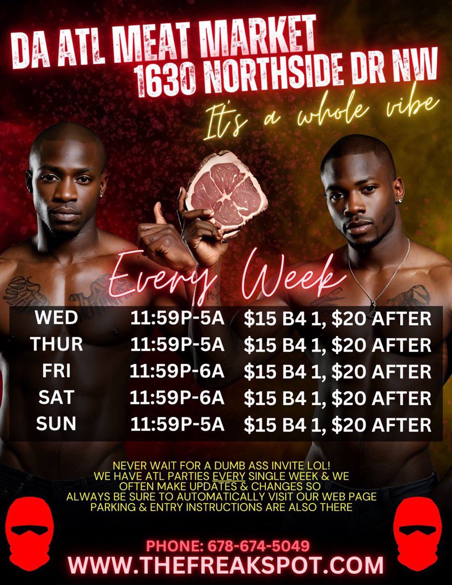 🚨🚨Where my Freaks @ ??? 🍆🍑👀 Yall still have time to pull up at ATLMEATMARKET …. Your premier  adult lounge open all weekend !!! #meatmethere…..  🚨🚨