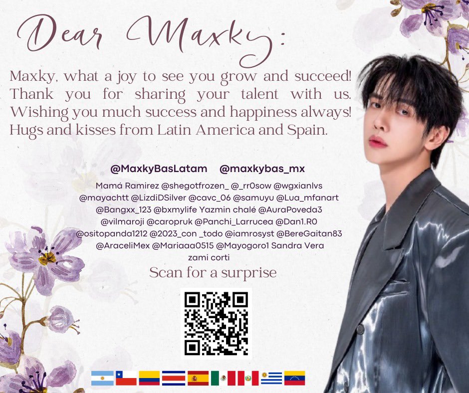 iamrosyst's tweet photo. My love for you is so immense that it has no end. 
From all corners of Latin America and Spain 
🇲🇽🇨🇴🇵🇪🇦🇷🇨🇱🇨🇷🇺🇾🇻🇪🇪🇸
@maxky_rp @basjtr 
THANK YOU 4 YOUR LOVE 
#ForYouForeverFanmeet https://t.co/FZQ2QC91no