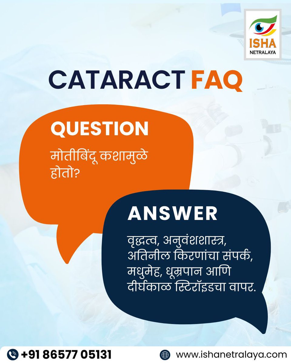 Isha_Netralaya's tweet photo. Common Cataract questions answered!

#CataractSurgeryRecovery #EyeHealthTips #VisionCare #RoboticSurgeryBenefits #CataractSurgeryTips #EyeSurgeryRecovery #VisionCorrection #RoboticEyeSurgery #CataractRemoval #EyeCareTips #SurgeryRecoveryTips #VisionHealth https://t.co/kMRhUDMBZU