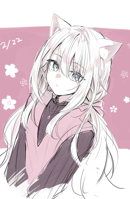 #猫の日確定申告しなきゃと思ってたらネコ描けた 