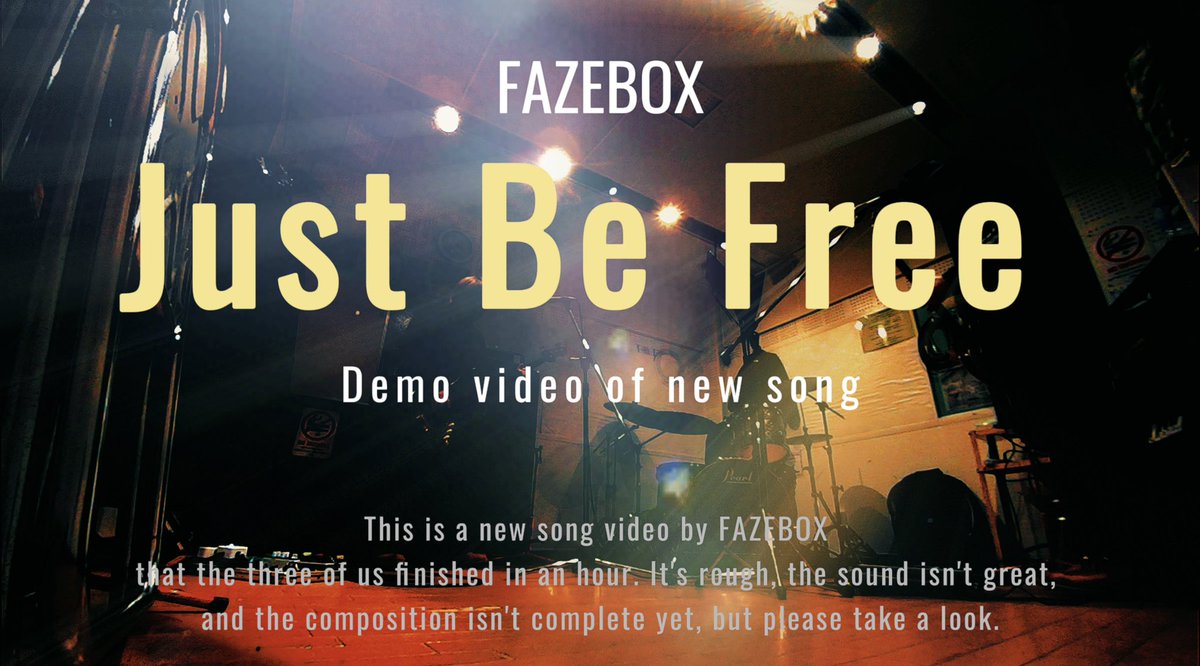 FAZEBOX_can_I's tweet photo. 荒い。
できて1週間でLIVEで演る勇気だけ
そっと褒めてあげてください。
#FAZEBOX
#LIVE
#justbefree
#新曲
「Juat Be Free」DEMO act. FAZEBOX
https://t.co/PndzPaxV5P https://t.co/jLcy0jb5Nf