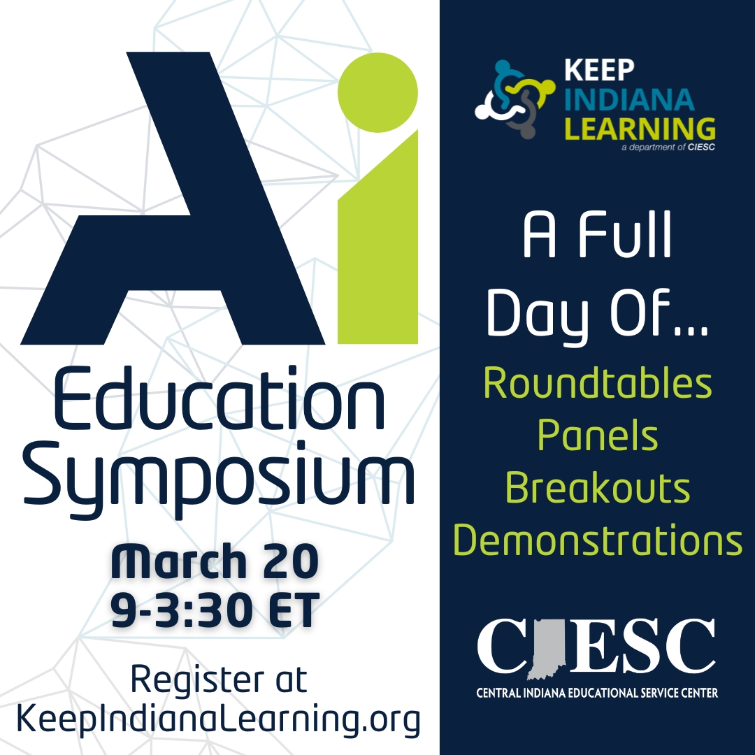 KeepINLearning's tweet photo. Educators - the free AI in Education Symposium is your chance to engage in meaningful discussions about AI's role in teaching and learning. Don't miss out on shaping Indiana's educational future. Seats are limited! https://t.co/EXiV7LurvF #EdTech https://t.co/KACAPPJVHK