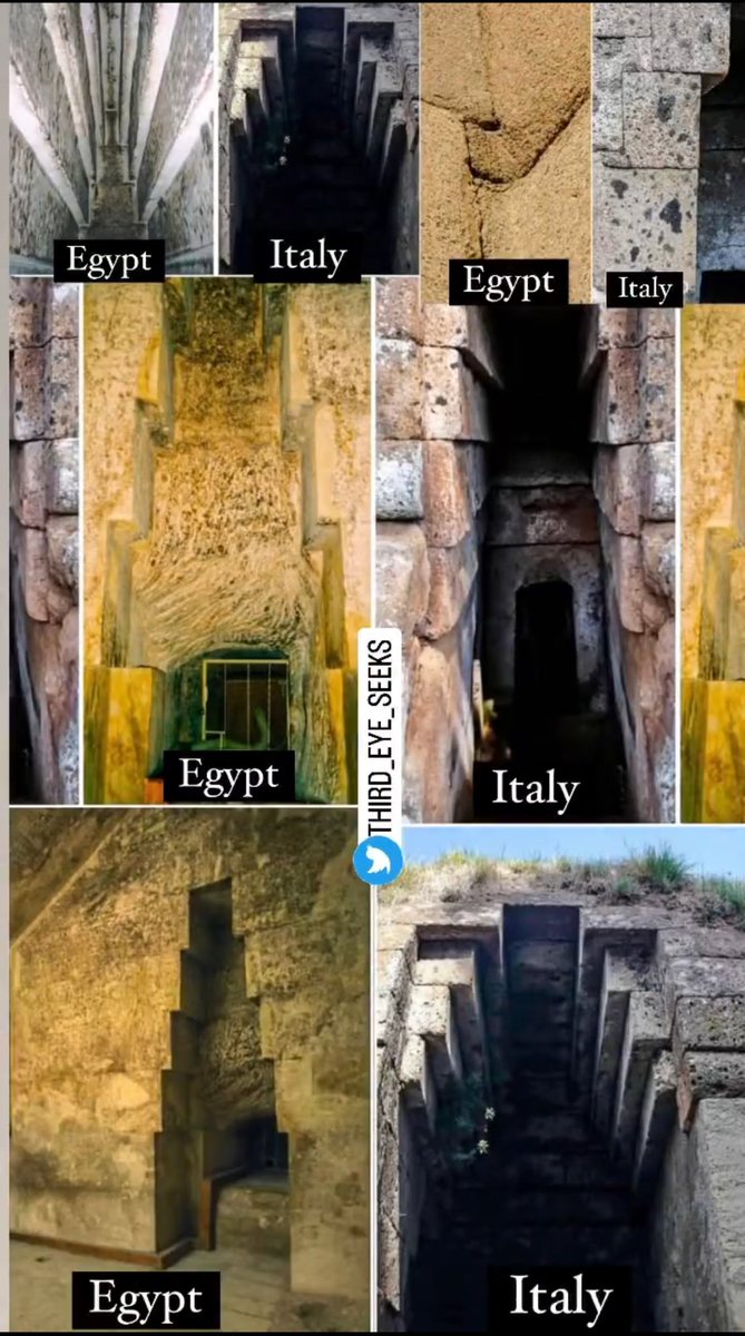 Third_Eye_Seeks's tweet image. 👀💭 The #Etruscan Tombs at #Cerveteri in Italy &amp;amp; Ancient Egyptian Sepulchers, #civilizations with vast #geographical expanse that separate them, share a profound construction type of their ancient structure, both in #Italy &amp;amp; in #ancient #Egyptians in the great Pyramid of Giza.