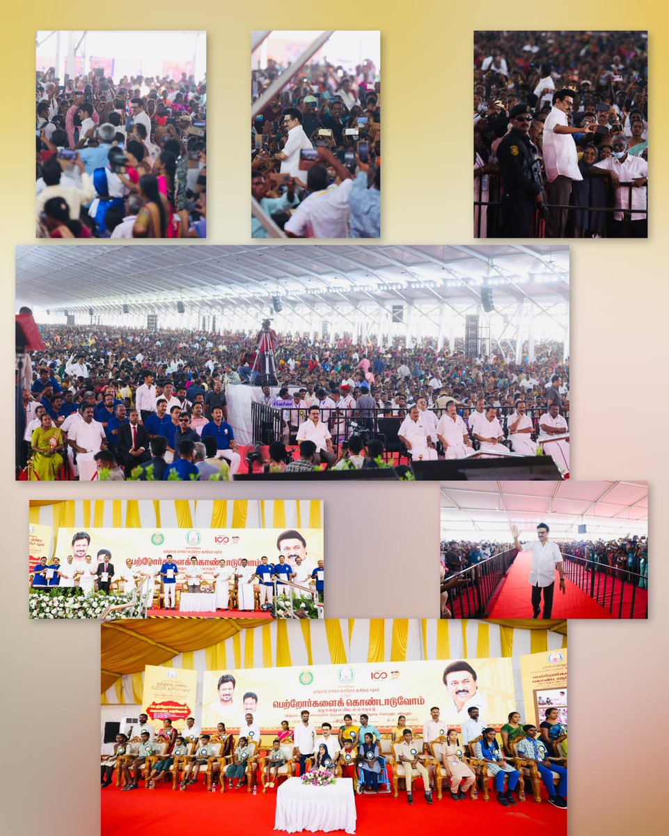 mkstalin's tweet photo. ஒரு இலட்சம் பேருக்கு மேல் கலந்துகொண்ட தமிழ்நாடு மாநிலப் பெற்றோர் ஆசிரியர் கழக மாநாடு!

👨‍👩‍👧‍👦பெற்றோர்கள்தான்- நமது முதல் ஆசிரியர்கள்👩‍🏫!

👨‍🏫ஆசிரியர்கள்தான்- நமது இரண்டாவது பெற்றோர்👨‍👩‍👧‍👦!

@Anbil_Mahesh
#எங்கள்கல்விஎங்கள்உரிமை https://t.co/TttiehtUBG