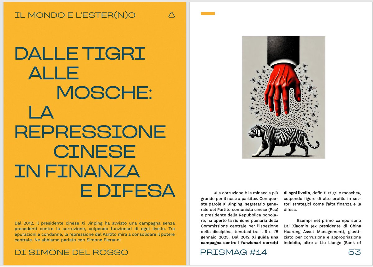 Torno su <a href="/Prismag_azine/">Prismag</a> nel nuovo numero "Sulla Repressione" con un ragionamento sulla campagna di Xi Jinping contro la corruzione nell'alta finanza e nell'apparato militare cinese. Ne ho parlato con <a href="/simopieranni/">Simone Pieranni</a> e <a href="/ilham_mounssif/">✨IM.MAROCINA✨</a> che ringrazio per i preziosissimi contributi