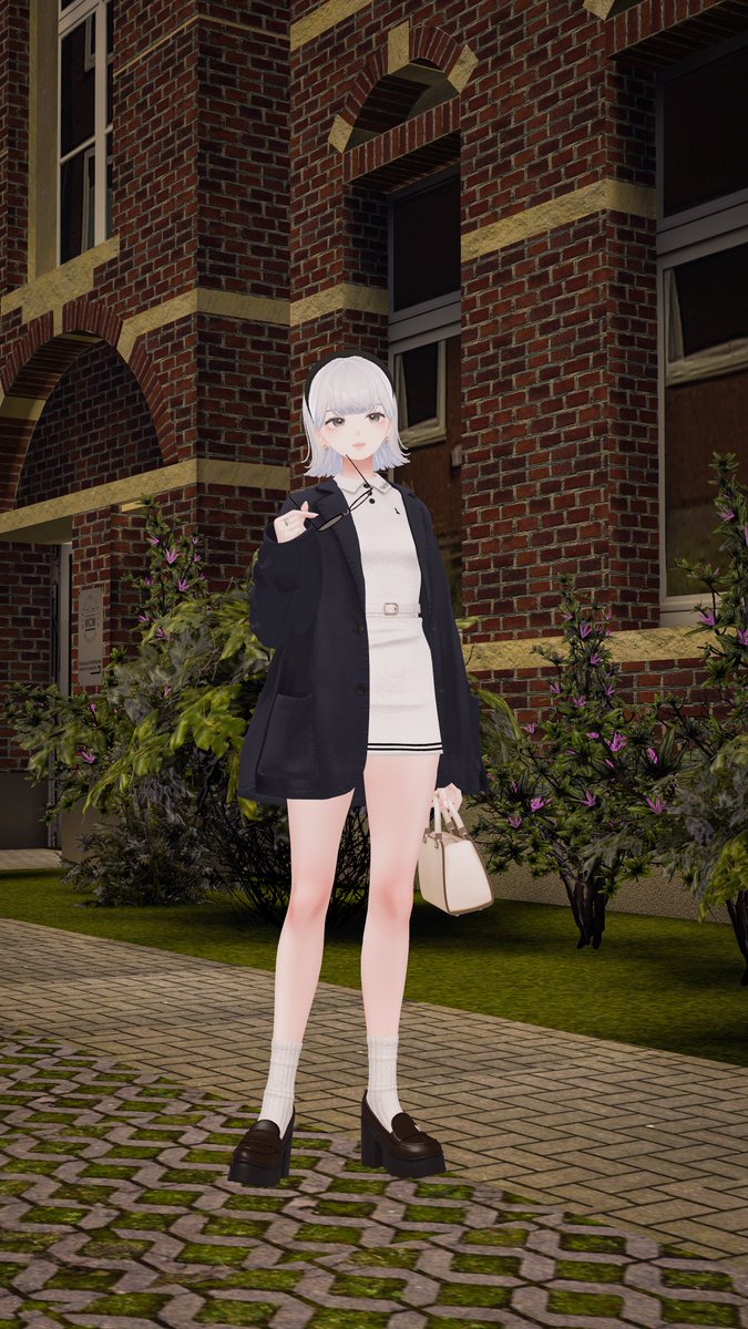 My preppy look👓🤍 
紺ブレにポロワンピ、ローファー、カチューシャ、白いベルトでプレッピー満載コーデ
#リアクロ集会 今夜です！
--
polo dress, belt, headband, earrings, bag, loafers, socks #ナトリエ
blazer #BEAMS
hair #NookNook
eyes #MEMEROLAND 
avatar #Shinra3D 
#VRChat