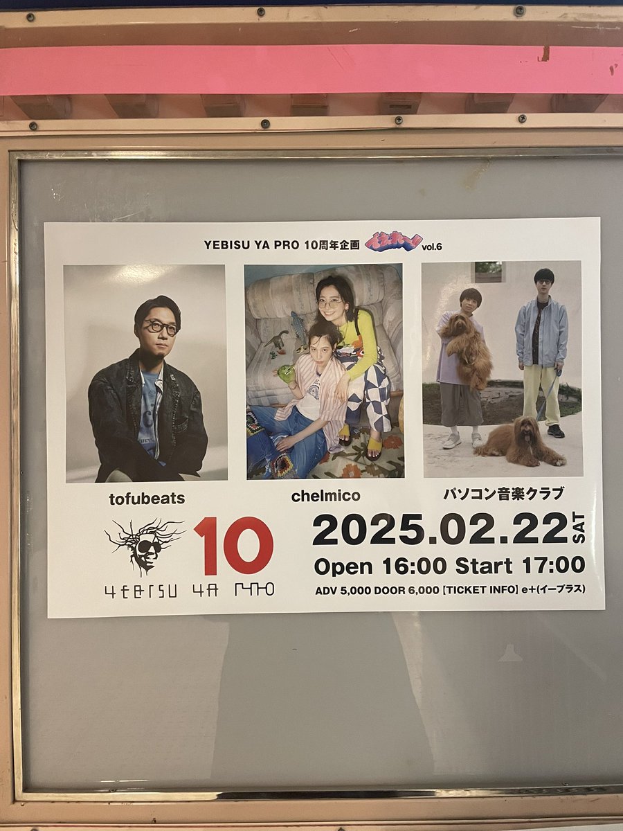 nikka_pocca's tweet photo. 今日YEBISU YA PROにいた人みんなで同じマンションに住もう！！！そしたらきっと幸せやから！！
パ音もchelmicoもありがtofubeatsですわホンマ https://t.co/JhNqiuCAPI