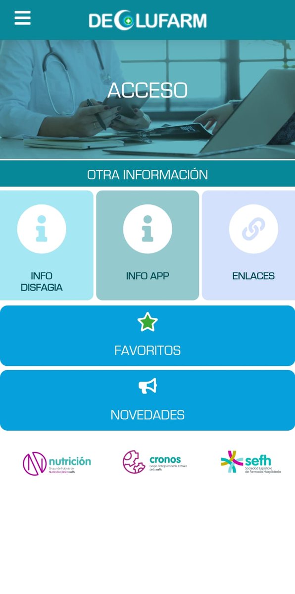 Nueva actualización de DEGLUFARM. 
Disponible en el App store para IOS y Android.
Con nuevos principios activos revisados para facilitar la administración de medicamentos en pacientes con dificultades de deglución. 
Incluye guía de principios activos con fórmulas magistrales.