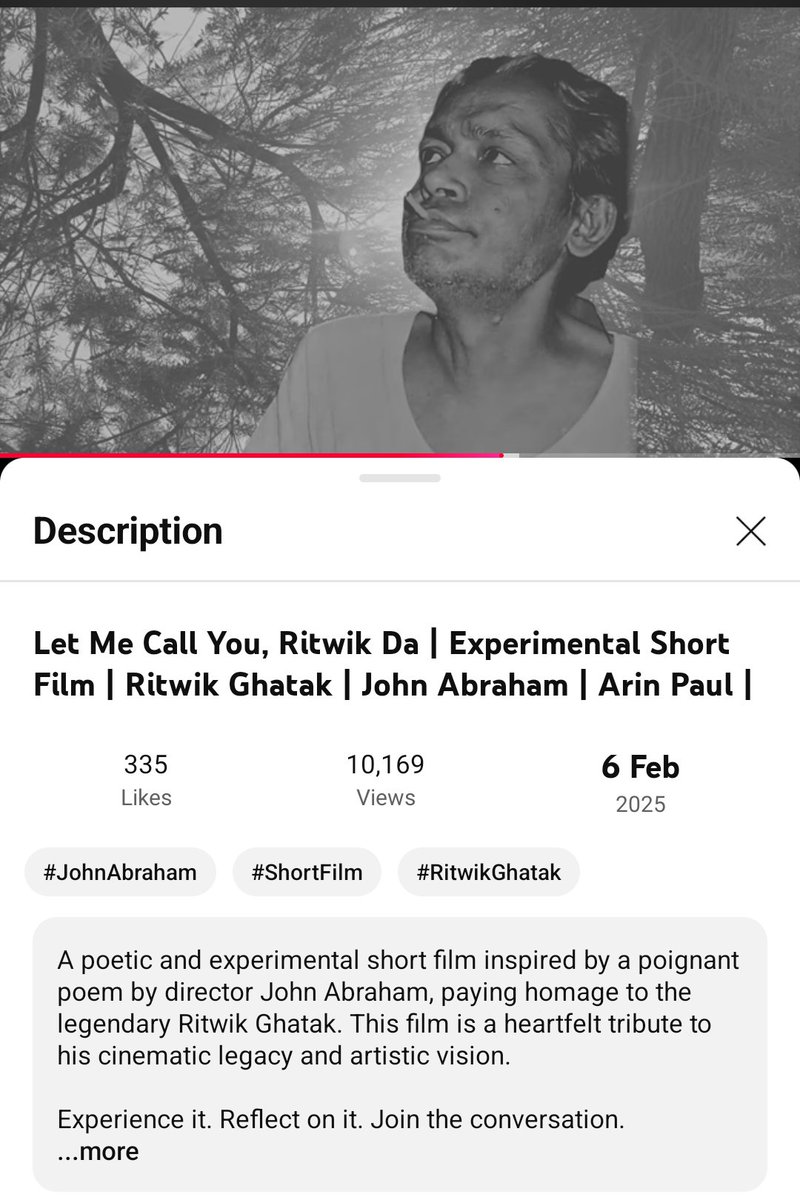 productions_a_p's tweet photo. 10,000 Views &amp; Counting! ❤️
Every watch, every share, every conversation—you’ve made this journey possible. Thank you for being a part of it!  [https://t.co/V8DqNmR6li]

#LetMeCallYouRitwikDa #ShortFilm #RitwikGhatak #JohnAbraham  #ArinPaulProductions #TheRitwikGhatakExperience https://t.co/8kxjrzarZU