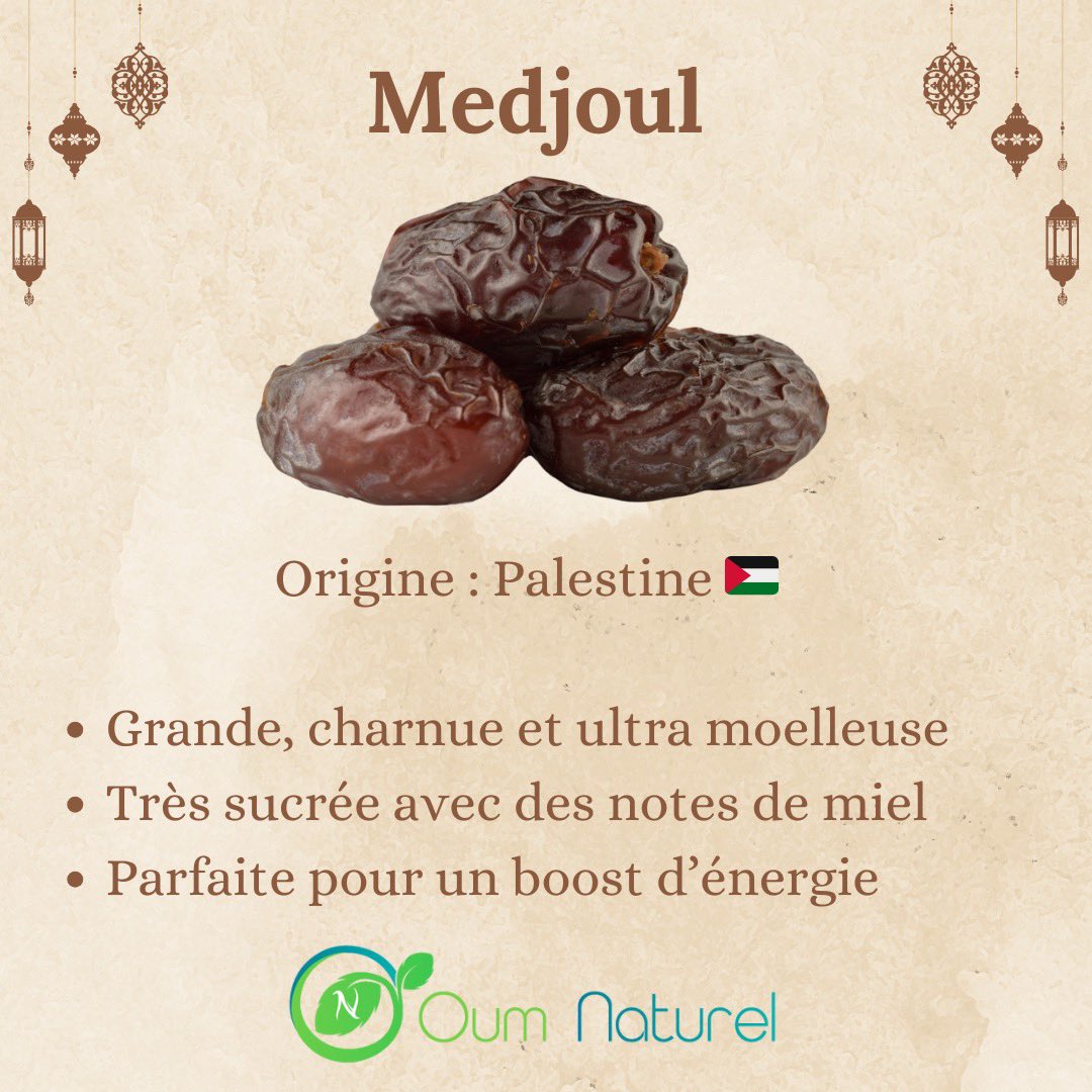 OumNaturel's tweet photo. 🌙✨ Le Ramadan approche ! Connaissez-vous ces 5 variétés de dattes ? 🌴
#Ramadan #Dattes https://t.co/Yx5IrVQTie