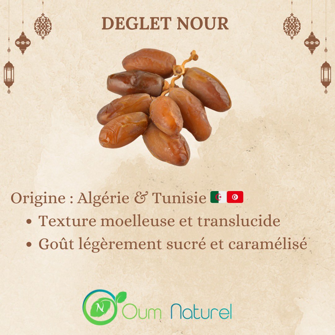 OumNaturel's tweet photo. 🌙✨ Le Ramadan approche ! Connaissez-vous ces 5 variétés de dattes ? 🌴
#Ramadan #Dattes https://t.co/Yx5IrVQTie