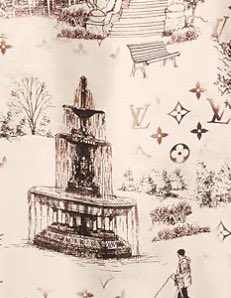 ModeSCH's tweet photo. La chemise de chez Louis Vuitton porté par SCH lors de ses prestations pour le JVLIVS TOUR. 
Et elle n’a pas été choisi au hasard car on peut remarquer sur la chemise une fontaine et un banc presque identiques à celle de la saga JVLIVS. 👀 https://t.co/XcW9pc7n45