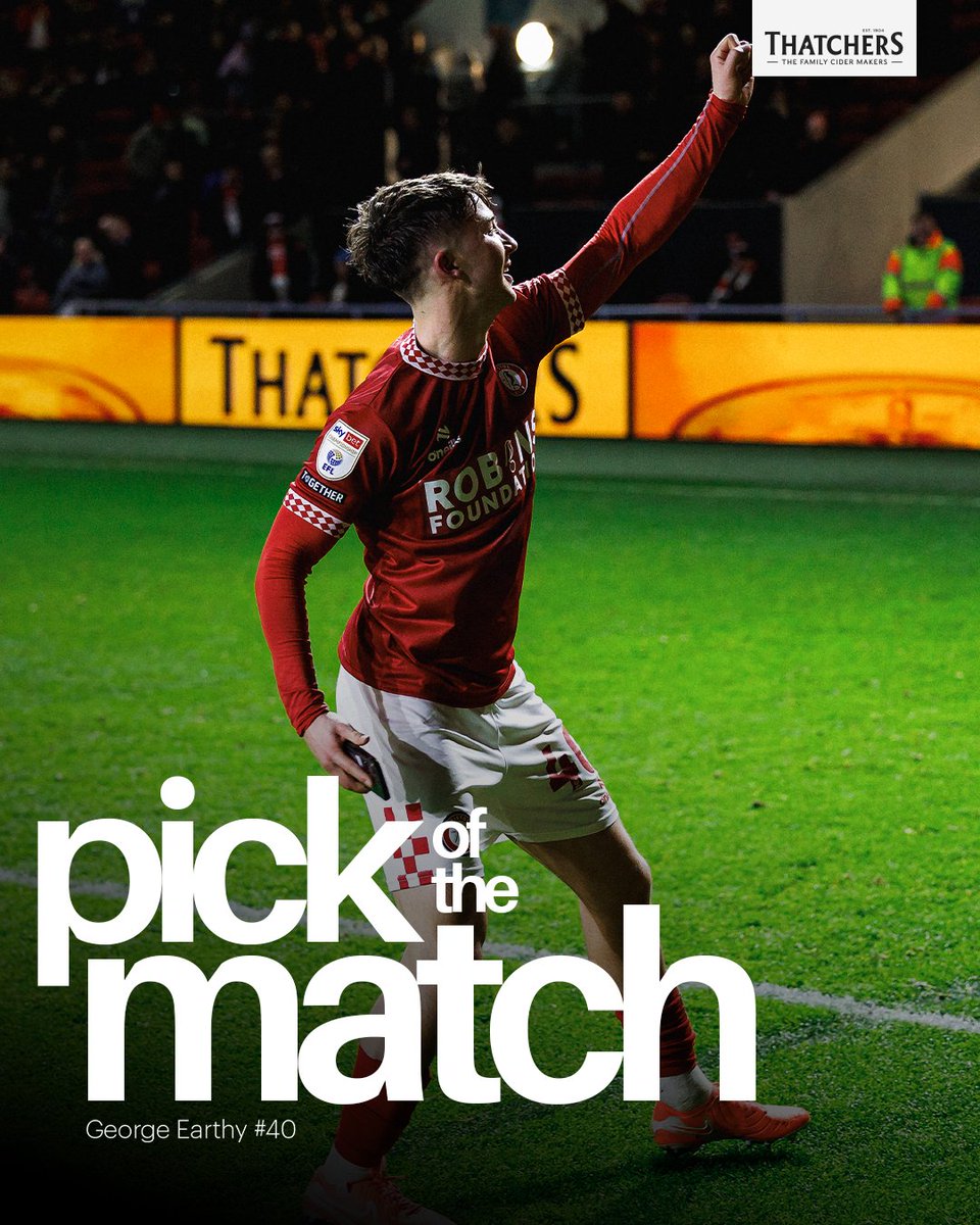 BristolCity's tweet photo. As voted by you, George Earthy is the @thatchers_cider Pick of the Match. 🍎 https://t.co/nD3IJn1gAq