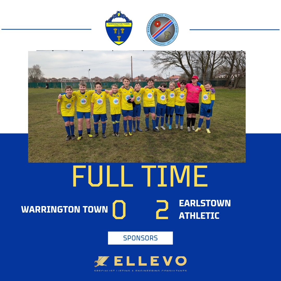 Poor day at the office for the lads losing 2-0 to a good Earlstown team 

3 more games to go 💙

<a href="/Junior_Wires/">Warrington Town (Juniors) FC</a> 

Sponsors 

<a href="/EllevoGroup/">Ellevo Group</a> <a href="/CorbyCreates/">Corby Creates</a>