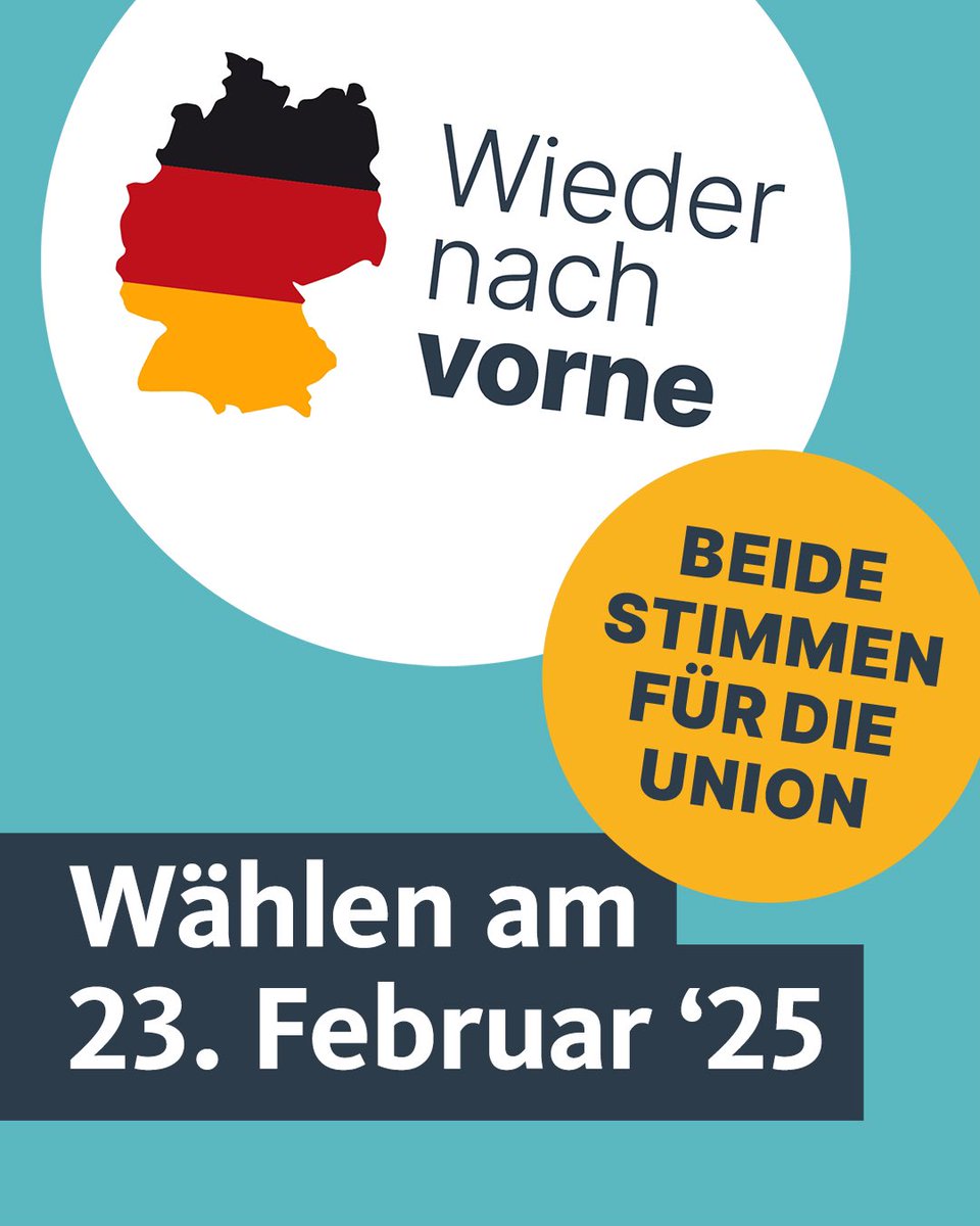 Nur mit einer starken CDU und CSU wird es den notwendigen Politikwechsel in unserem Land geben: Daher morgen beide Stimmen für die Union!