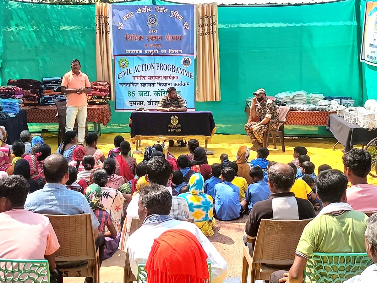 crpfindia's tweet photo. Beyond the Battle: A Shield and a Shoulder

#CRPF’s fight against Maoism isn’t just about eliminating threats—it’s about protecting and uplifting lives. In Bijapur, #CRPF units (85, 199 & 202) conducted civic action programs, benefiting 200+ villagers with medical camps and essentials like cycles, books & sports gear.

#NationFirst
@gpsinghips