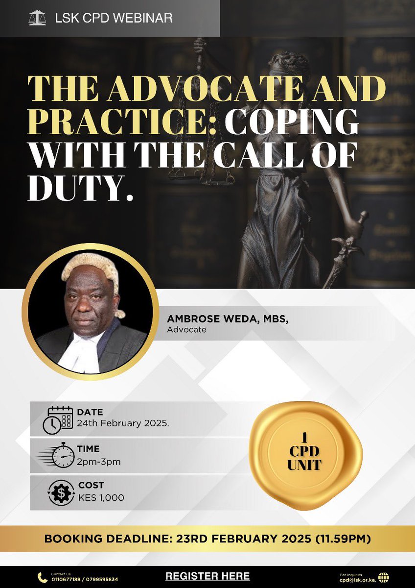 LawSocietyofKe's tweet photo. #LSKCPDEvents
#AdvocateandPractice
#Litigation
#AMLCFTCPF 

Book &amp; Pay via https://t.co/XoLsEzsGMv https://t.co/HbTs3TocFE
