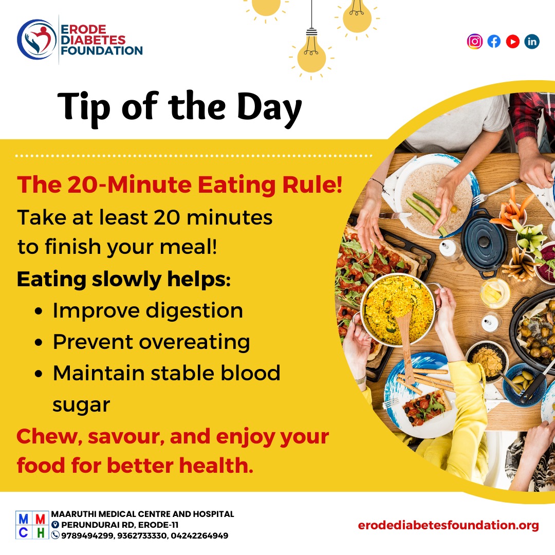 erodediabetes's tweet image. Slow Down and Eat Better!
Eating your food faster can lead to overeating and poor digestion. 
Make mindful eating a habit for a healthier you! #eatslow #mindfuleating #healthyhabits