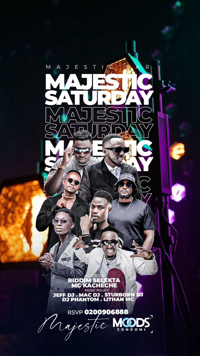 CruzErnest2's tweet photo. Smile. Connect. Dance. Link Up! 

It’s #MajesticSaturday 📍@majesticbarmbra 

Hosted by: @Mc_Kacheche @DeRiddimselekta 
Ft @macdj43 @Lithan_MC 

Powered by: @MoodsCondoms 
#Playitright #Playitsafe

Manty Mwenda Jesus Alien Skin Bobi Bebe Cool Man City fans like this Sato party 🎉 https://t.co/Tg1AOsX2Bv