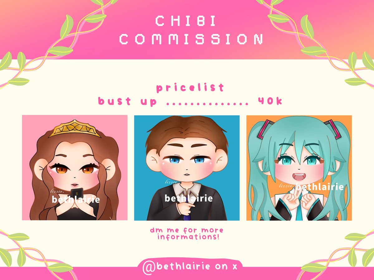 elbeeom's tweet photo. #zonauang [ rts are appreciated. ]

🍓── @bethlairie open commission chibi khusus untuk bust up dan sesuai artstyle di bawah! :3

if you're interested or have some questions, please kindly dm @bethlairie !! 😽

. . . commission chibi art . . . https://t.co/J0JAmMc9vQ