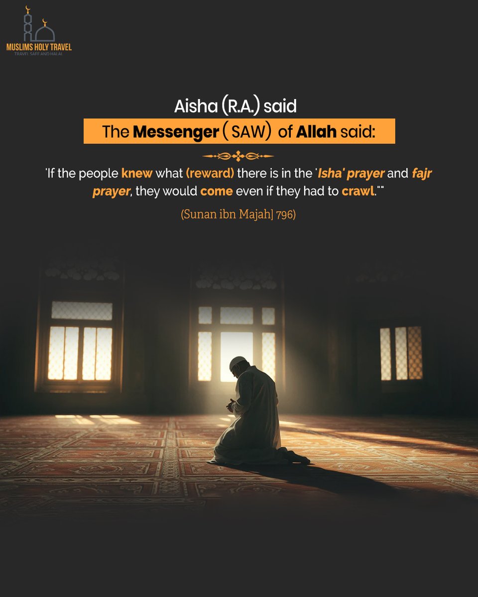 MuslimsTravel's tweet image. If only we knew the rewards of Isha &amp;amp; Fajr, we would never miss them—no matter what. 🕌✨When you kneel before Allah, He lifts you up in ways you never imagined. 🙏✨

.
.
.
.
.
#praywithfaith #BlessingsAwait #inspiration #islamicpost #faithfirst