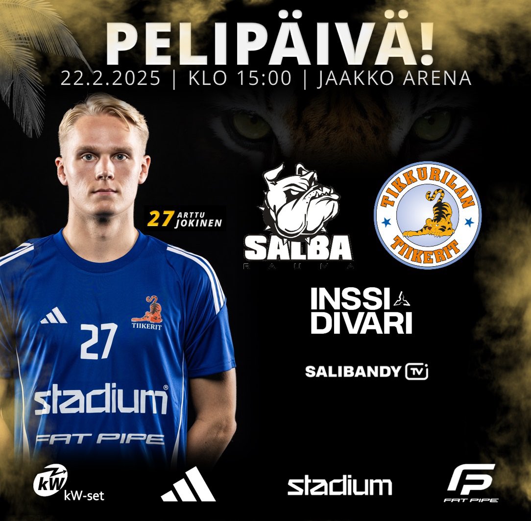 Pelipäivä! Tänään suuntana Rauma. Ottelu katsottavissa tuttuun tapaan suorana Salibandy TV:n kautta!
🥅 SalBa - Tiikerit
📆 22.2.2025
⏰ 15:00
📍 Jaakko Arena
📺 SalibandyTV
#tiikerisydän #salibandy #vantaa #inssidivari