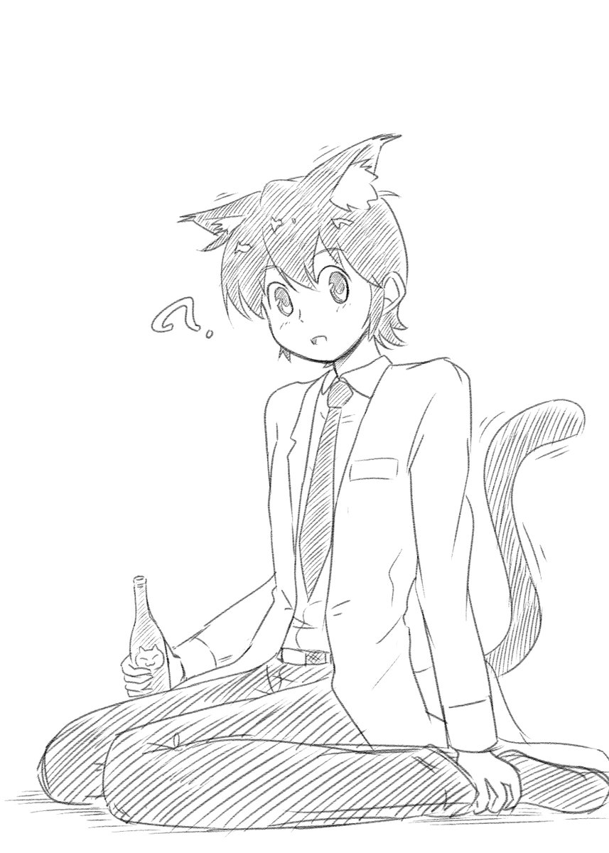 ねこみみ粒子さんと後輩君
#猫の日
#笛留実粒子 