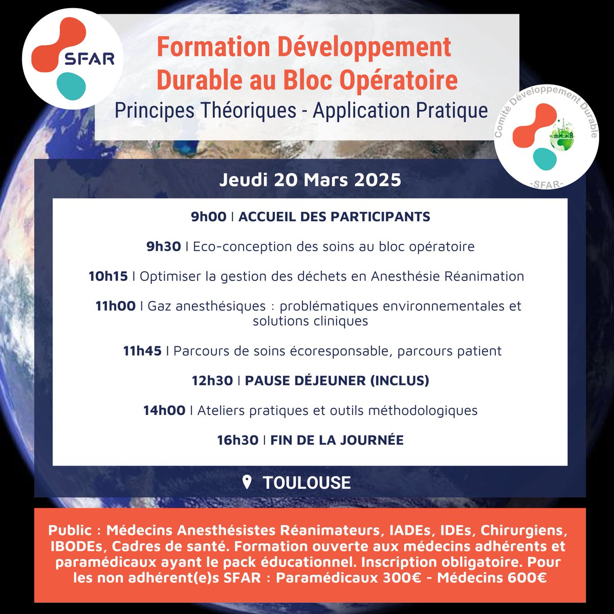 SFAR Anesthésie Réanimation (@sfar_org) on Twitter photo 🗓️ Le 20 mars, assistez à la formation Développement Durable à Toulouse !
✍️ Inscriptions 👉 sfar.org/evenement/form…
<a href="/AJARFrance/">AJAR France 🇫🇷</a> <a href="/ajar_toulouse/">AJAR Toulouse 🏉</a> <a href="/CHUdeToulouse/">CHU de Toulouse - compte inactif</a> <a href="/SNPHARE/">SNPHARE</a> <a href="/SNJeunesAR/">Syndicat National des Jeunes Anesth-Réa</a> <a href="/SyndicatSnarf/">SNARF</a> <a href="/contactfnir/">Fédération Nationale des Infirmiers de Réanimation</a> <a href="/SFARJeunes/">SFAR Jeunes</a> <a href="/cnear_fr/">CNEAR Anesthésie Réanimation</a> <a href="/jeunesMIR/">ANJMIR</a> <a href="/SNIA75/">SNIA : Syndicat Nal des #IADE</a> <a href="/ISNItwit/">ISNI - InterSyndicale Nationale des Internes</a> 🗓️ Le 20 mars, assistez à la formation Développement Durable à Toulouse !
✍️ Inscriptions 👉 sfar.org/evenement/form…
<a href="/AJARFrance/">AJAR France 🇫🇷</a> <a href="/ajar_toulouse/">AJAR Toulouse 🏉</a> <a href="/CHUdeToulouse/">CHU de Toulouse - compte inactif</a> <a href="/SNPHARE/">SNPHARE</a> <a href="/SNJeunesAR/">Syndicat National des Jeunes Anesth-Réa</a> <a href="/SyndicatSnarf/">SNARF</a> <a href="/contactfnir/">Fédération Nationale des Infirmiers de Réanimation</a> <a href="/SFARJeunes/">SFAR Jeunes</a> <a href="/cnear_fr/">CNEAR Anesthésie Réanimation</a> <a href="/jeunesMIR/">ANJMIR</a> <a href="/SNIA75/">SNIA : Syndicat Nal des #IADE</a> <a href="/ISNItwit/">ISNI - InterSyndicale Nationale des Internes</a>