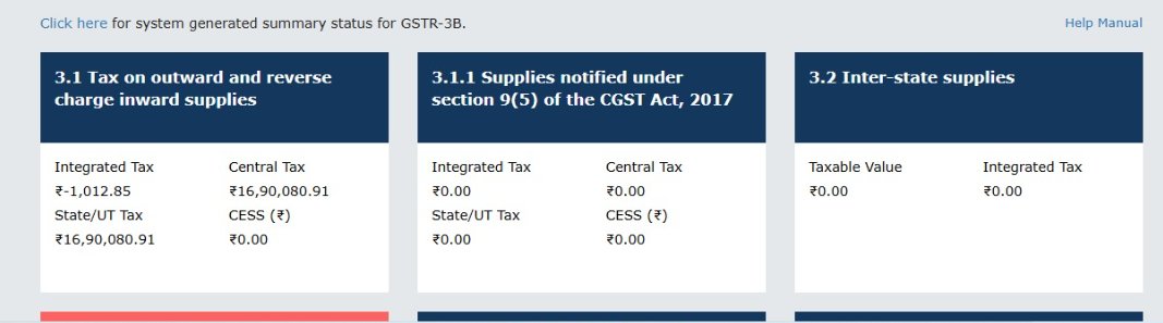 AbhasHalakhandi's tweet photo. This issue has been resolved by @Infosys_GSTN 
Now when Negative IGST liability is entered in Table 3.1 system DOES NOT force us to enter the same in Table 3.2 !!