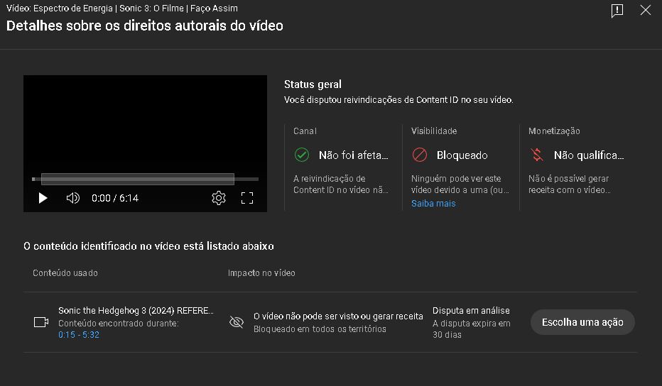 facoassimofc's tweet photo. Pessoal agora é assunto sério. Acabei de me deparar com o bloqueio do meu som do Sonic. Primeiro eu achei que seria só um copy, mas dai eles tomam uma decisão totalmente radical tirando o vídeo do ar.
Quem puder ajudar marcando o @YouTubeBrasil ficaria grato! https://t.co/bYK4Vi3TQM