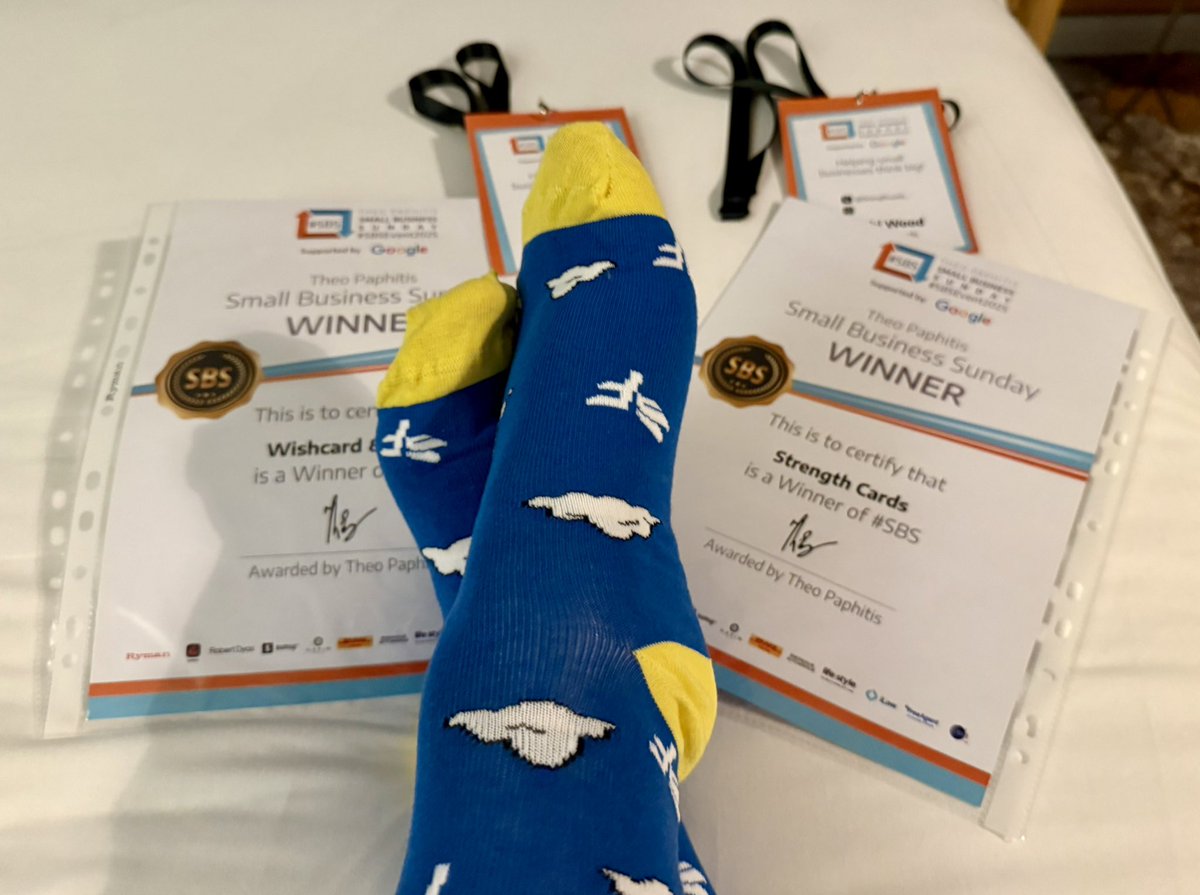 I won <a href="/TheoPaphitis/">Theo Paphitis</a> #SBS award twice in 2020 for Strength Cards &amp; <a href="/WishCards/">Wish Cards & Gifts 💌🎁</a> 
With covid then a few  operations this was the first year I could attend the #SBSEvent2025 and collect the certificates! 

And I finally got my photos!
Thanks to <a href="/freeagent/">FreeAgent</a> for the socks!