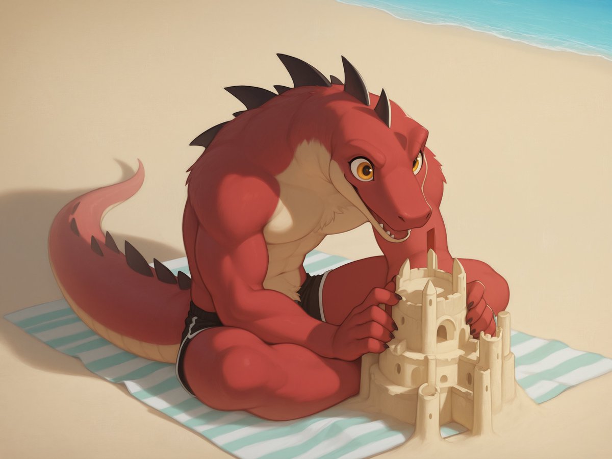 FFrenderx's tweet photo. Fun At The Beach π°
#lizard #malelizard #anthro #ai #beach #sandcastle #Castle https://t.co/ezsrmUkfCA
