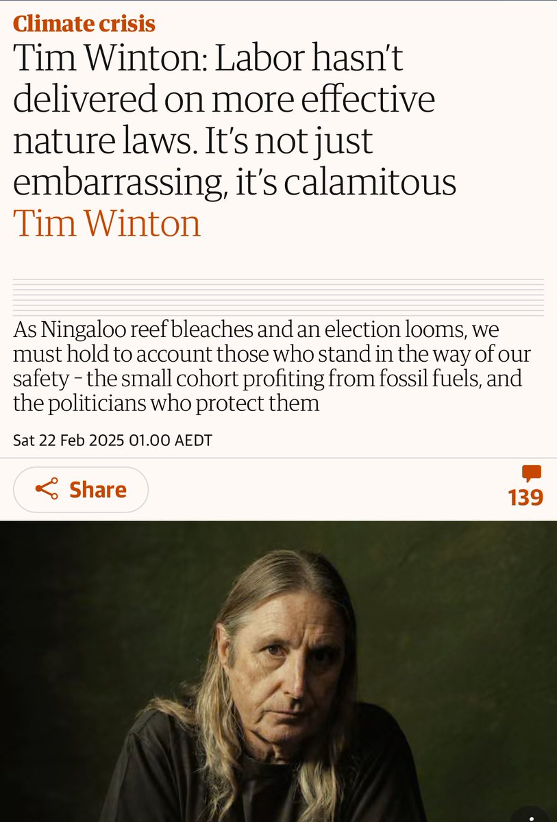“As Ningaloo reef bleaches and an election looms, we must hold to account those who stand in the way of our safety – the SMALL cohort profiting from fossil fuels, and the politicians who protect them”

theguardian.com/environment/20…