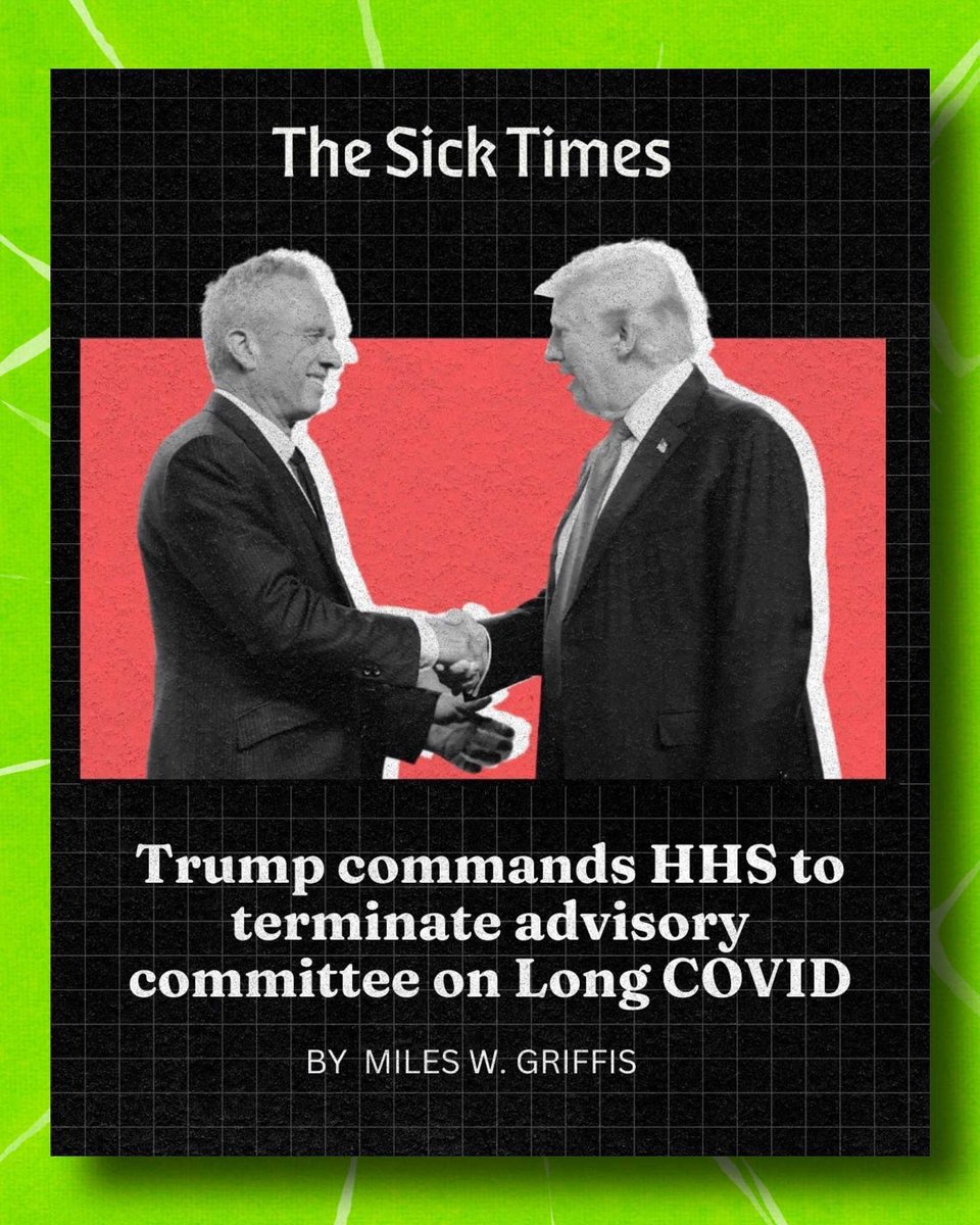 apresj20's tweet photo. 🧵Trump dissout le Comité consultatif sur le #CovidLong 

 ⚠️ Trump a ordonné au HHS de dissoudre le Comité consultatif sur le #CovidLong via un décret visant à "réduire la bureaucratie". 
Un coup dur pour les millions d’Américains concernés.  

#ApresJ20 https://t.co/cXzaYCbLdJ